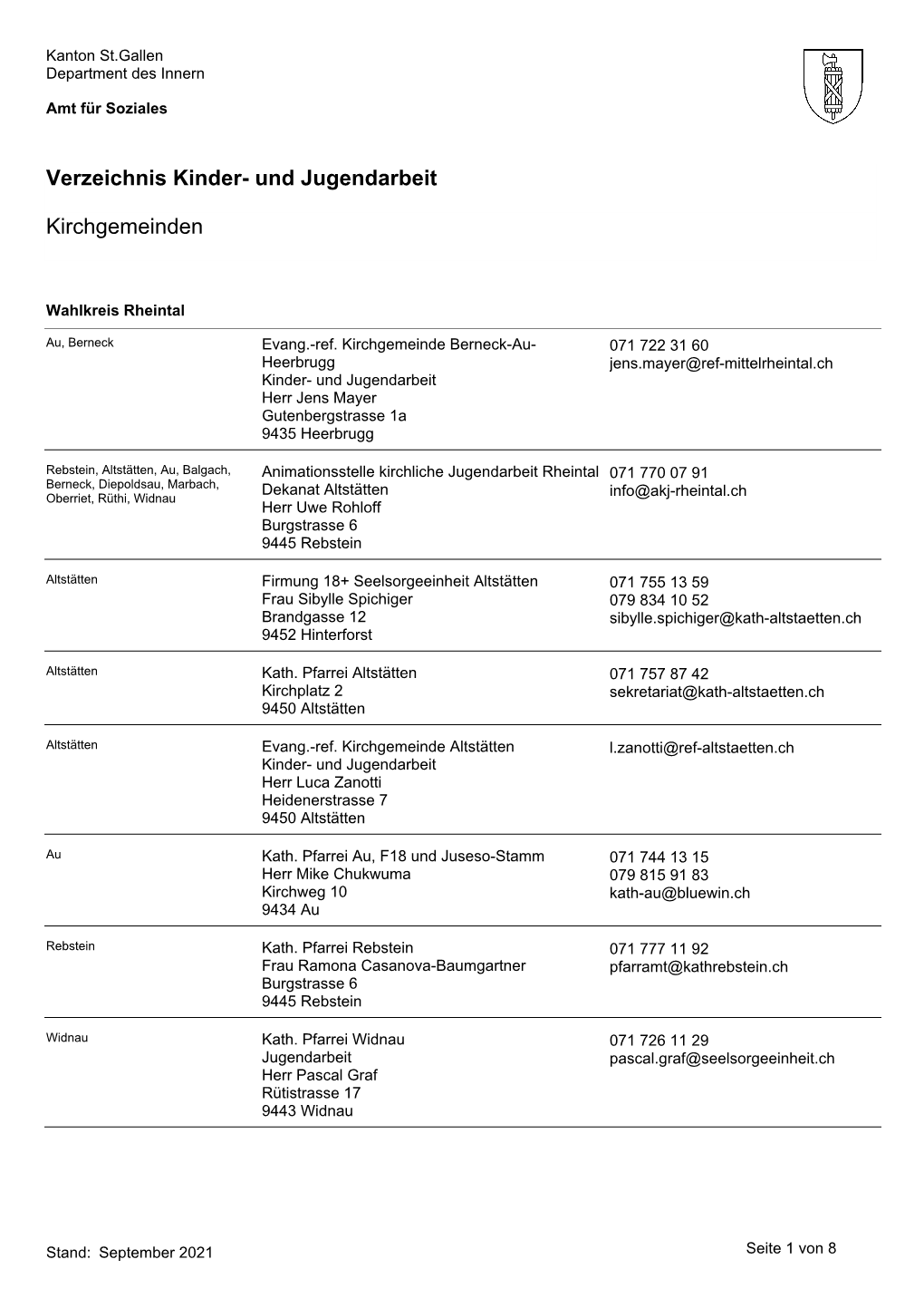 Verzeichnis Kinder- Und Jugendarbeit