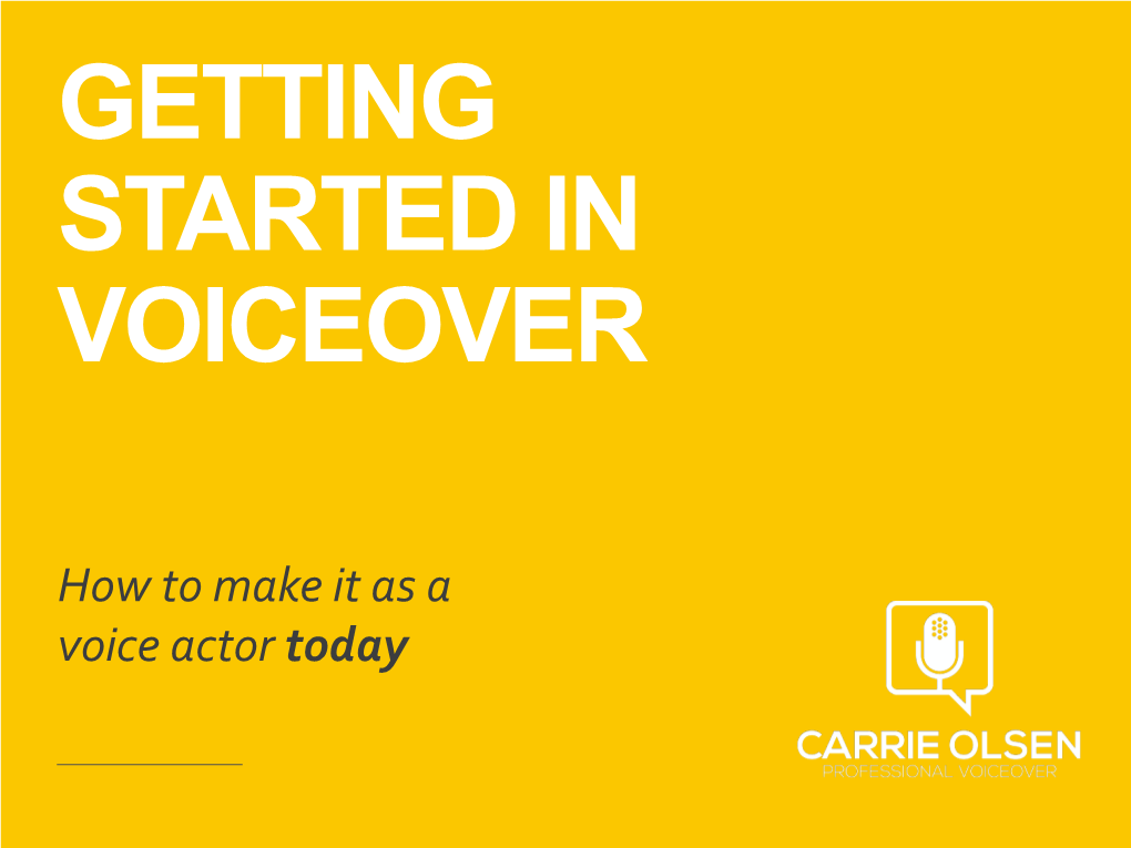 Getting Started in Voiceover