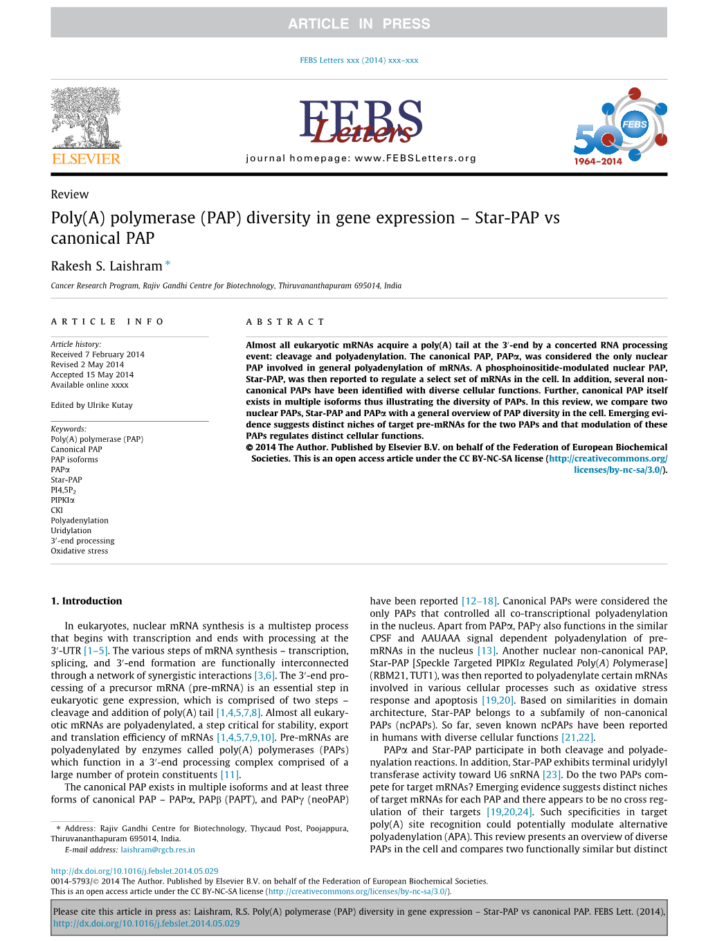 Polymerase (PAP) Diversity in Gene Expression Â