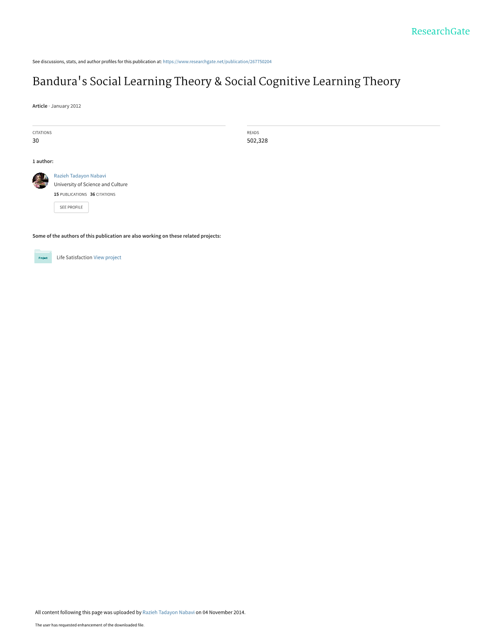 Bandura's Social Learning Theory & Social Cognitive
