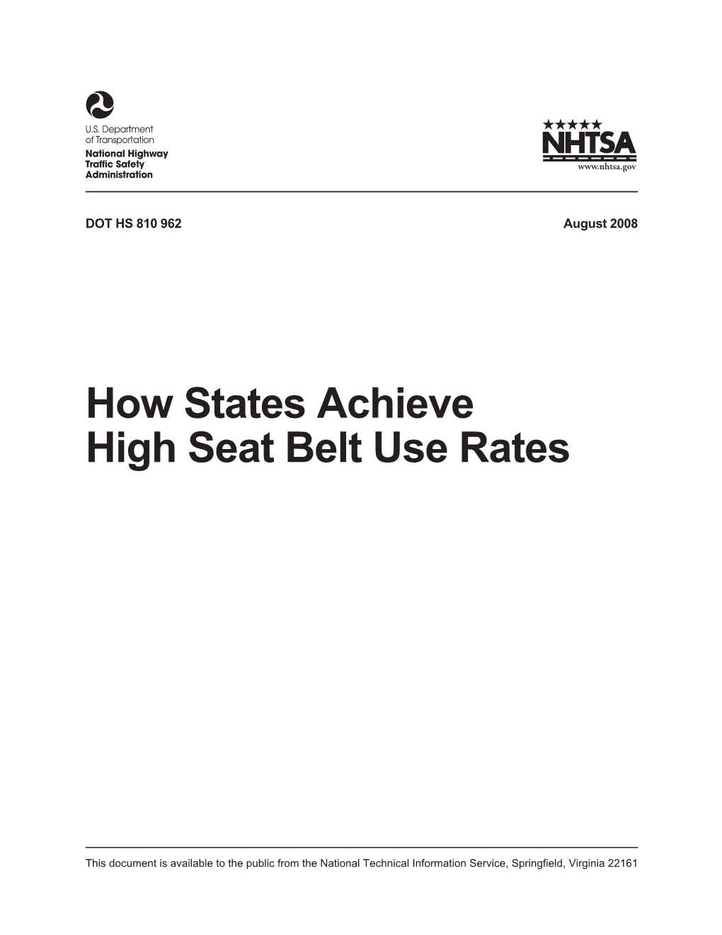 How States Achieve High Seat Belt Use Rates