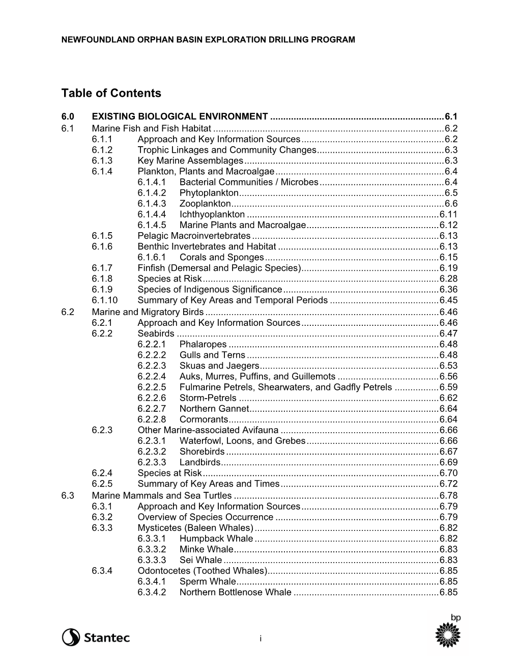 Table of Contents