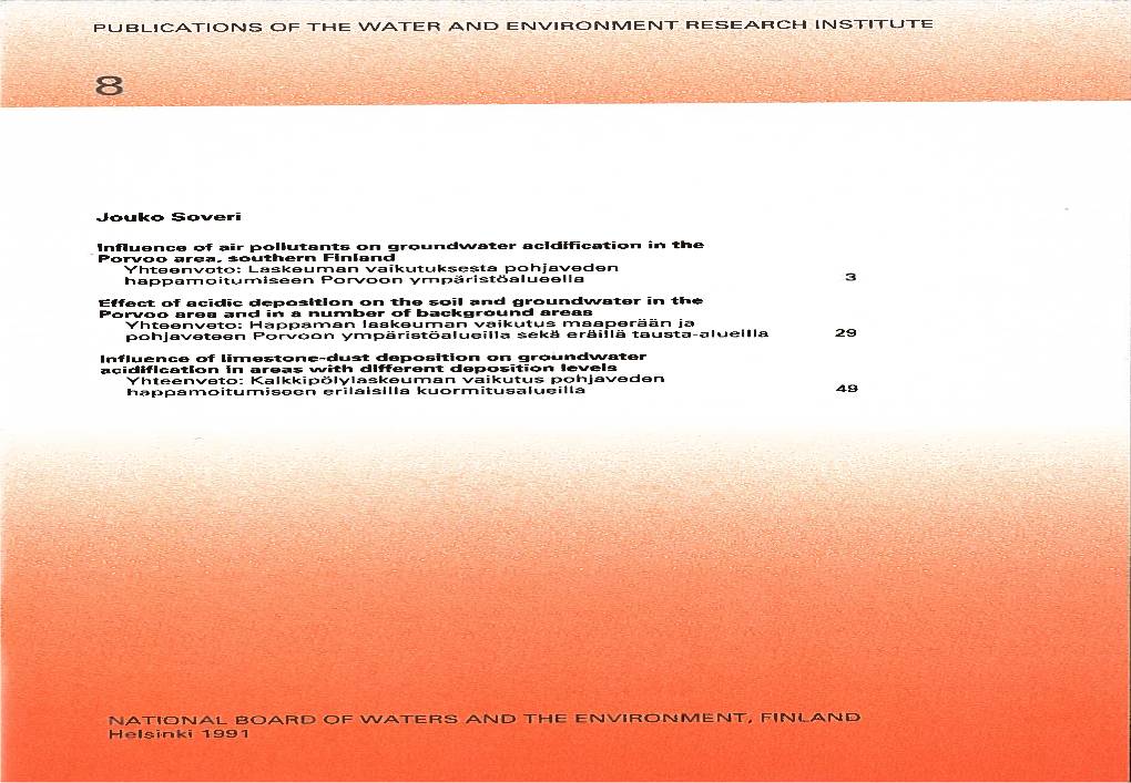 Publications of the Water and Environment Research Institute