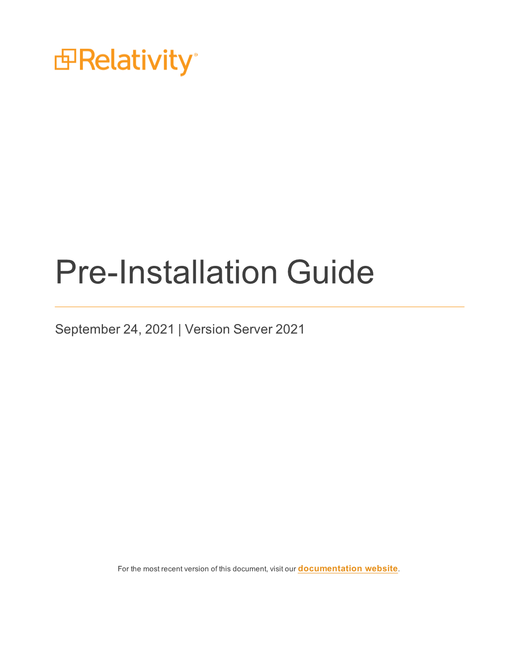 Relativity Pre-Installation Guide Server 2021