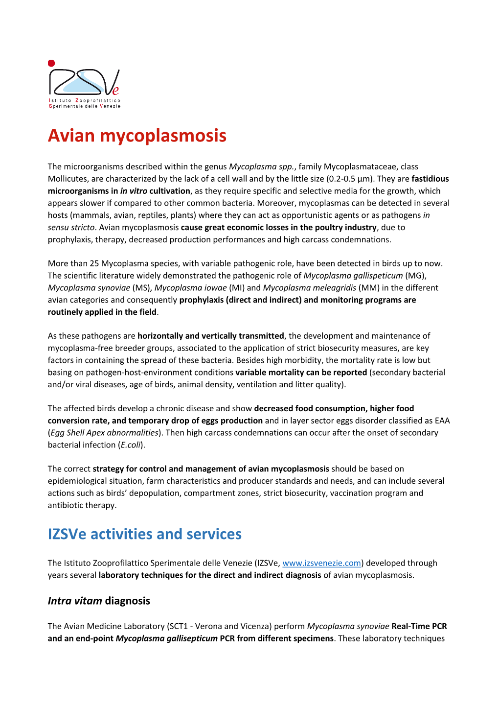 Avian Mycoplasmosis