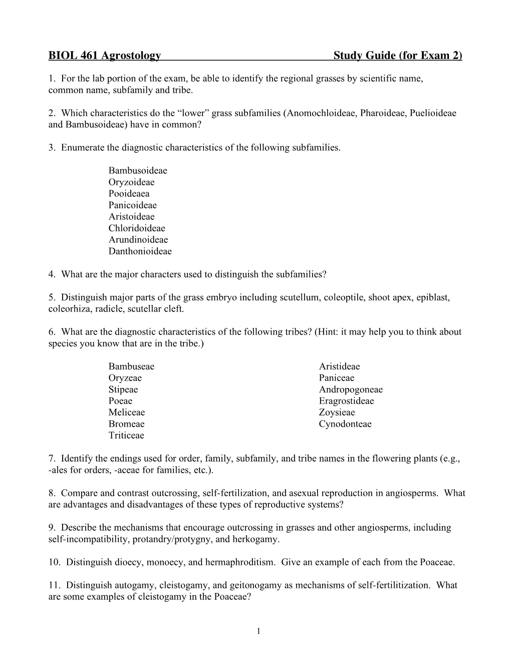 Study Guide (For Exam 2)