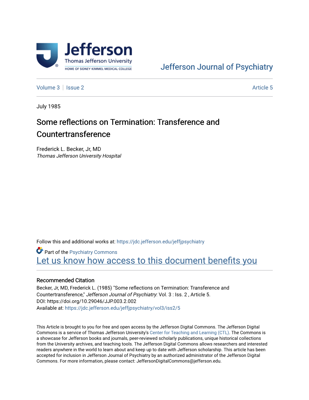 Transference and Countertransference