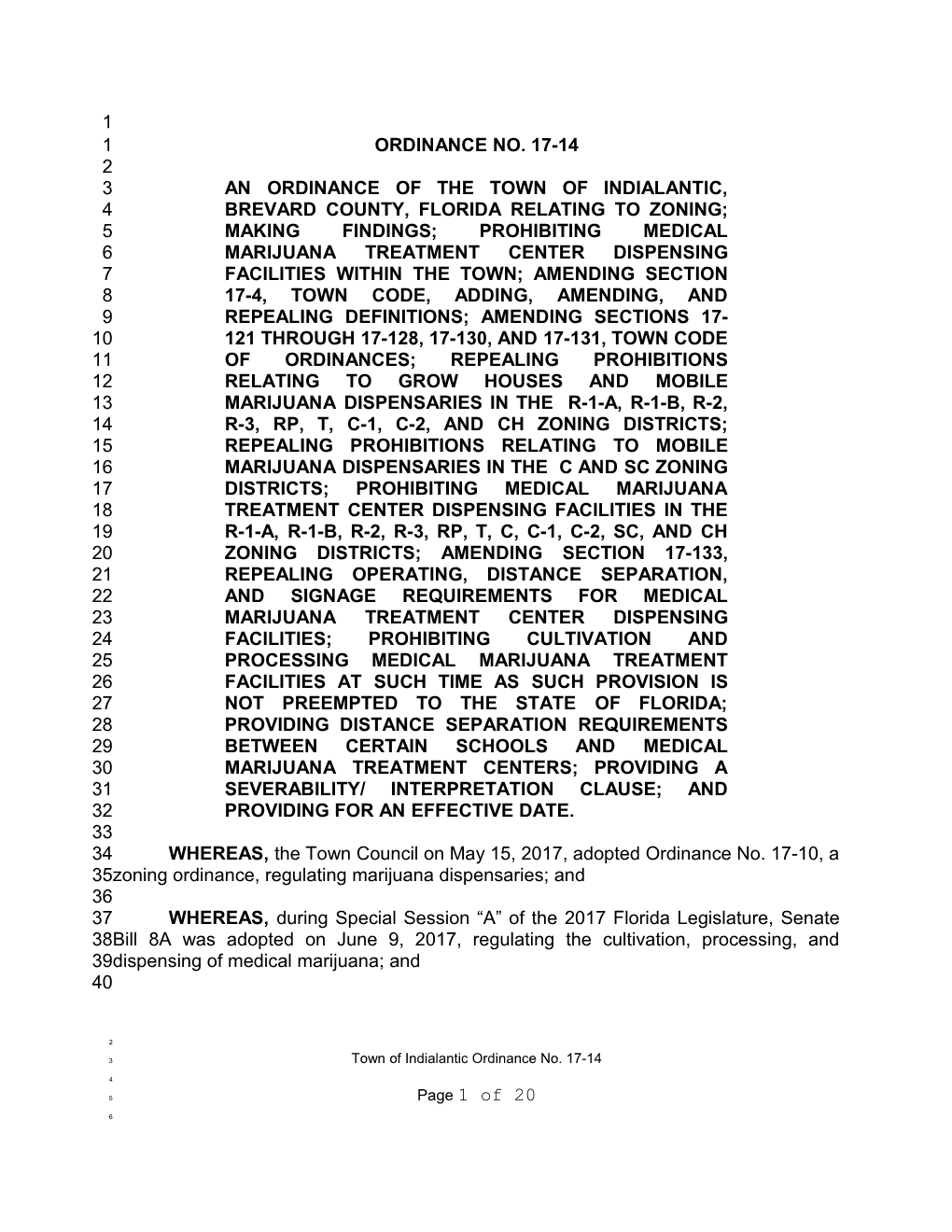 An Ordinance of the Town of Indialantic, Brevard County, Florida Relating to Zoning; Making