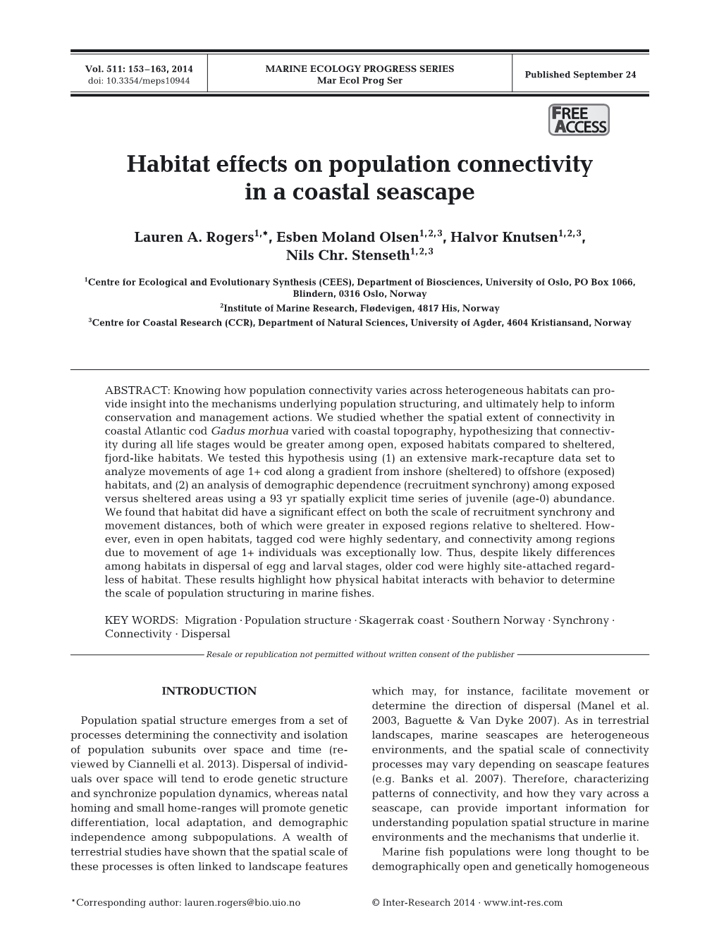 Habitat Effects on Population Connectivity in a Coastal Seascape