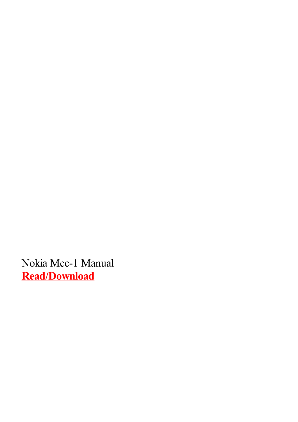 Nokia Mcc-1 Manual