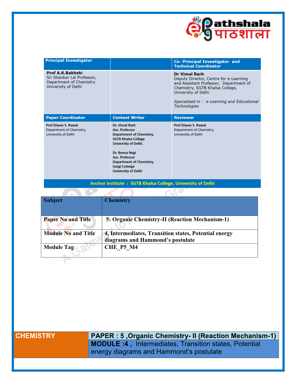 Bsc Chemistry