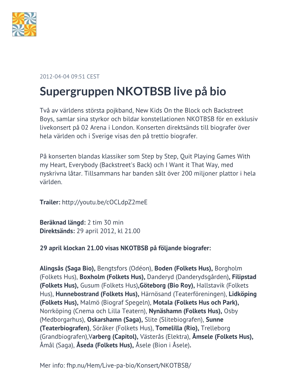Supergruppen NKOTBSB Live På Bio