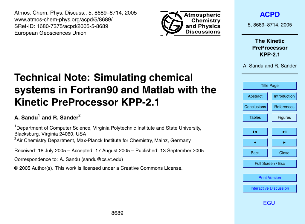 The Kinetic Preprocessor KPP-2.1