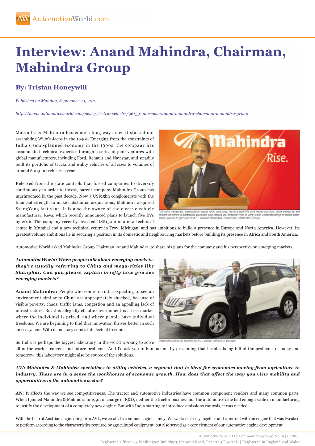 Anand Mahindra, Chairman, Mahindra Group