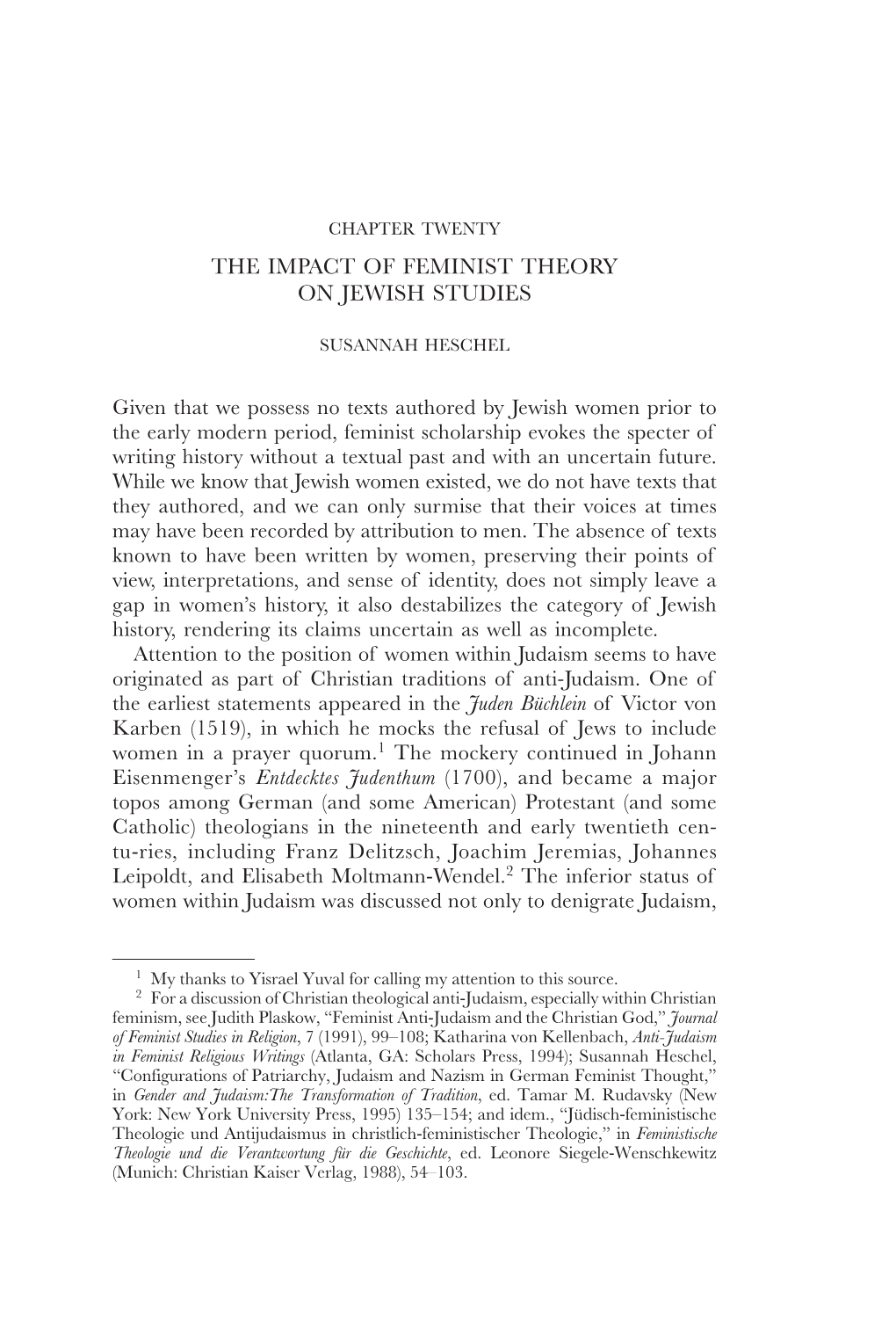 The Impact of Feminist Theory on Jewish Studies 529