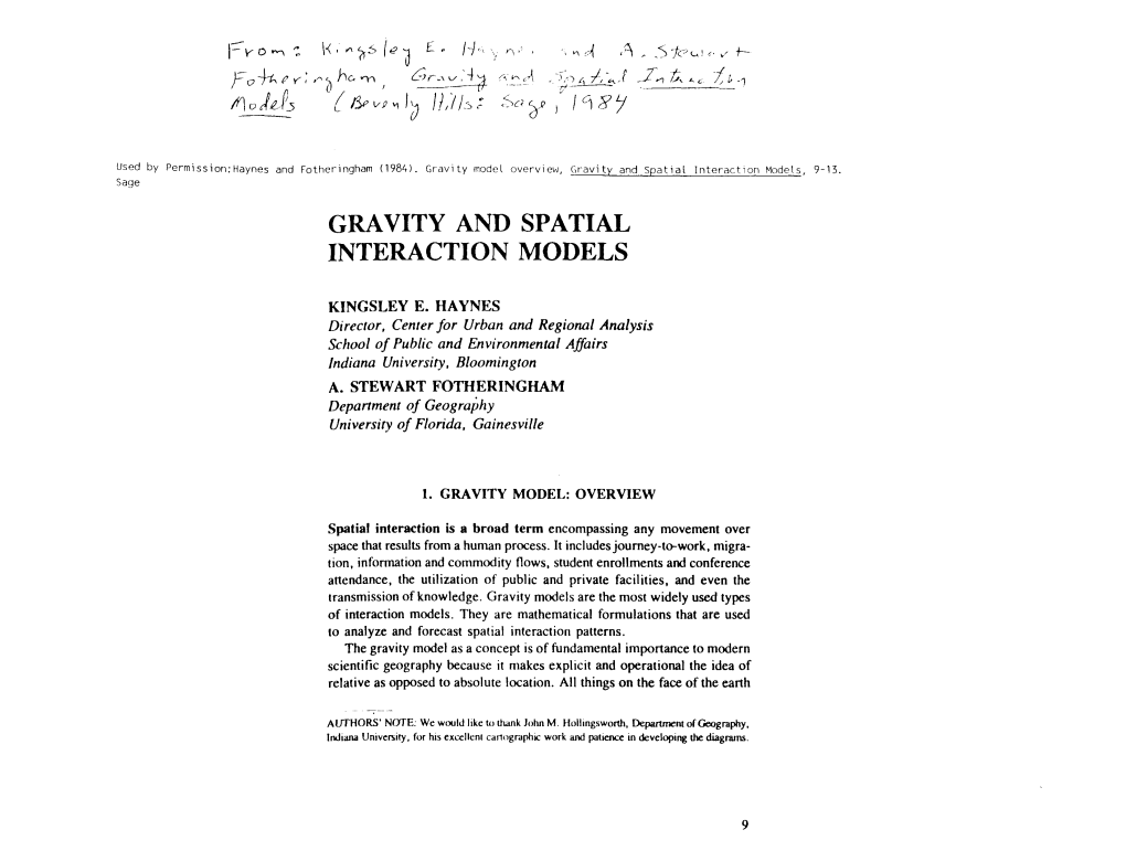 Gravity and Spatial Interaction Models, 9-13