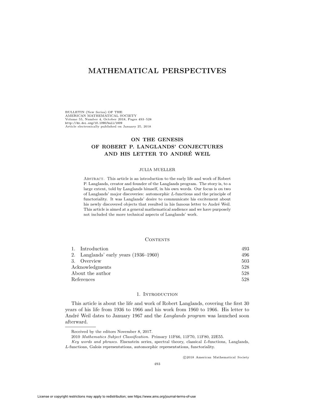 Mathematical Perspectives