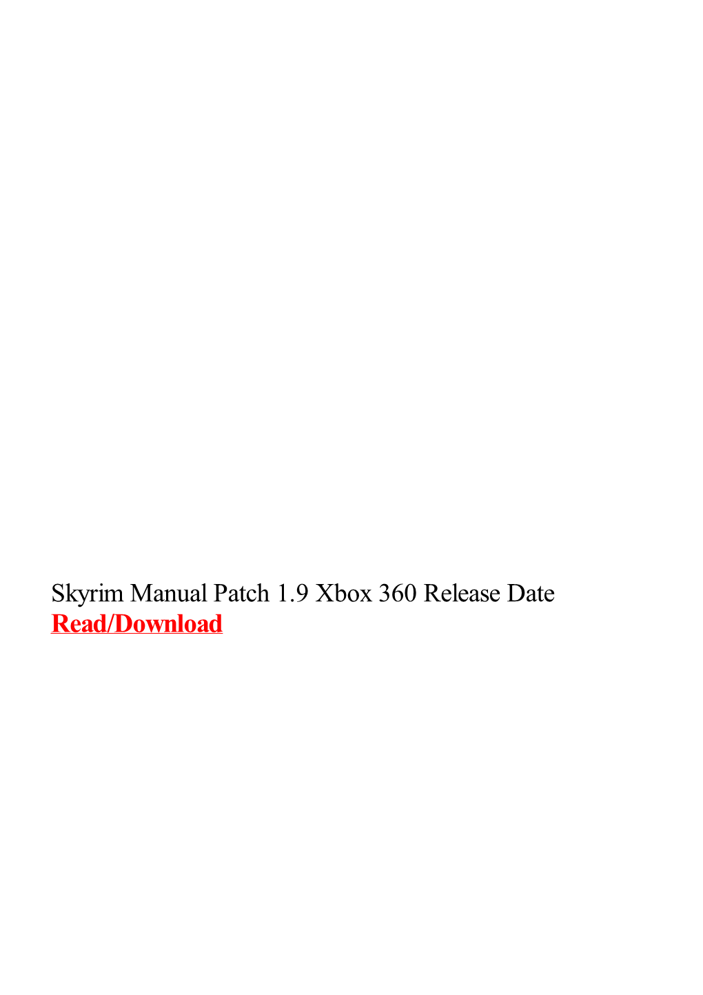 Skyrim Manual Patch 1.9 Xbox 360 Release Date.Pdf