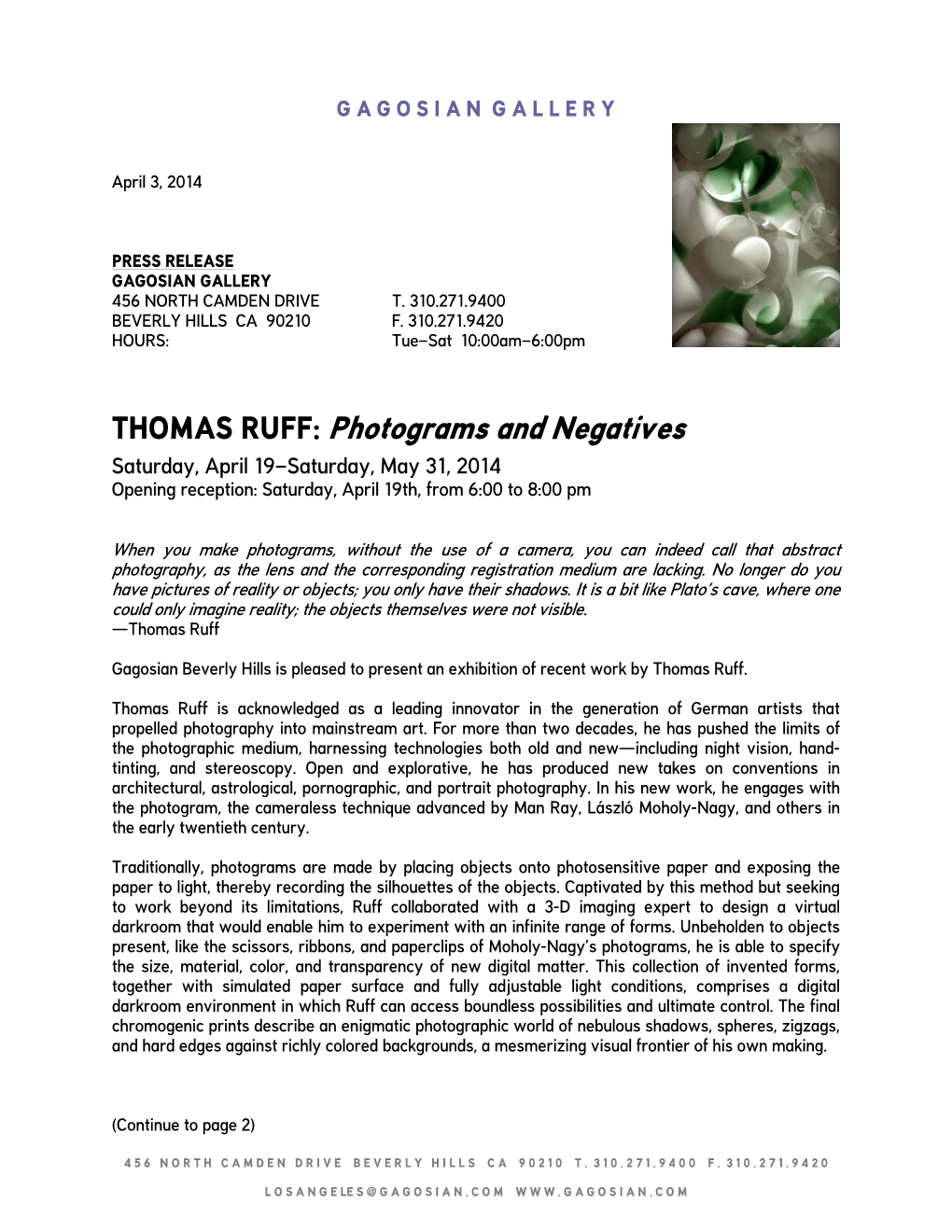 THOMAS RUFF: Photograms and Negatives