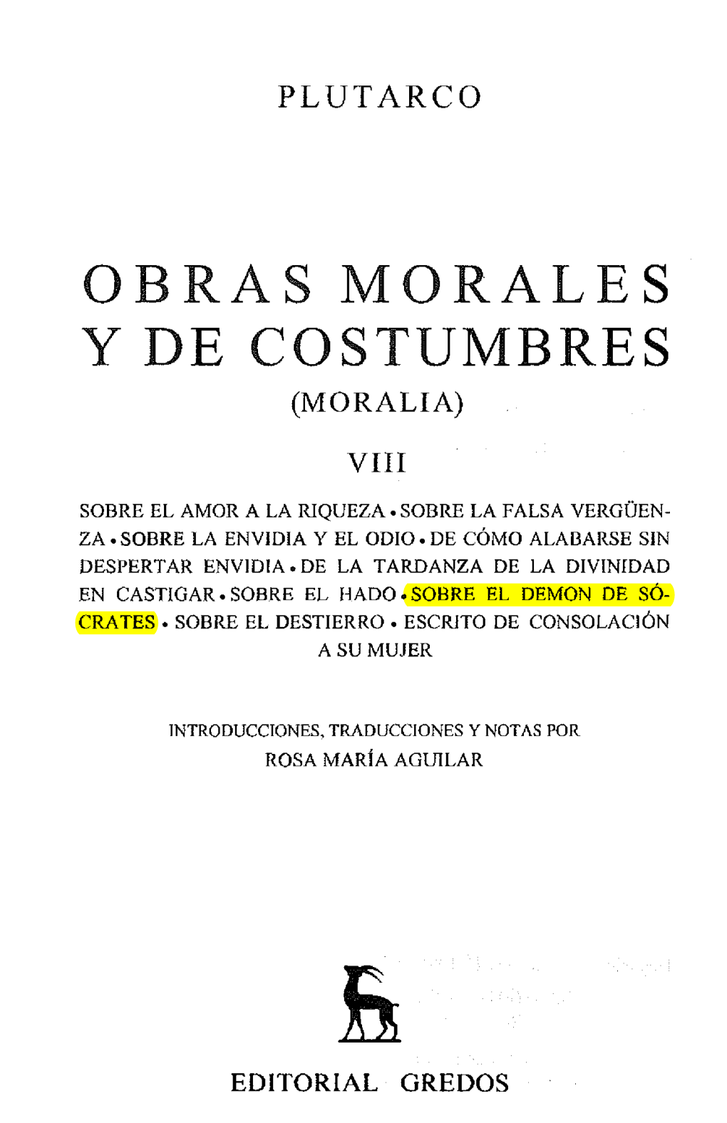 Obras Morales Y De Costumbres (Moralia)