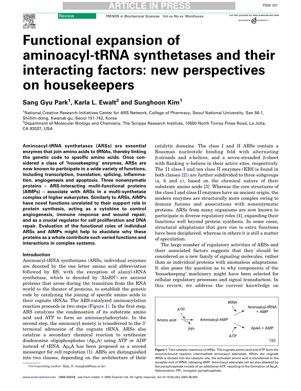 Functional Expansion of Aminoacyl-Trna Synthetases and Their Interacting Factors: New Perspectives on Housekeepers