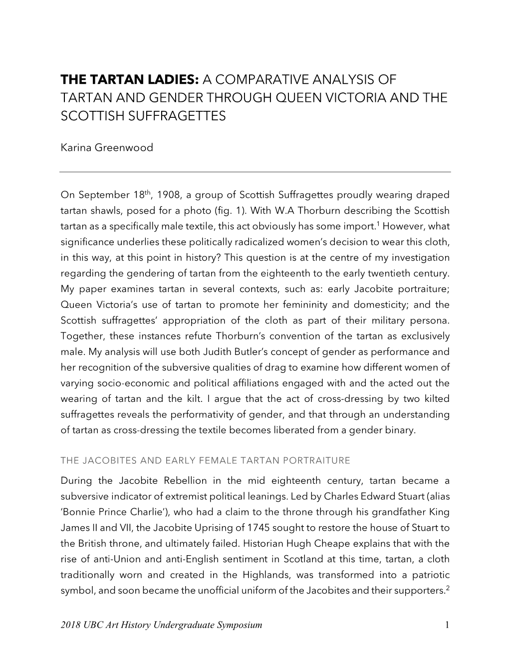 A Comparative Analysis of Tartan and Gender Through Queen Victoria and the Scottish Suffragettes