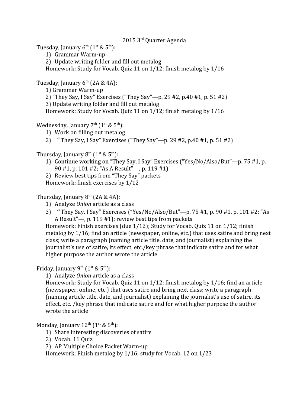 2) Update Writing Folder and Fill out Metalog