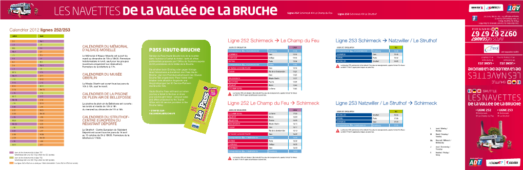 Les Navettes DE LA VALLÉE DE LA BRUCHE Ligne 253 Schirmeck Le Struthof - Transports@Cg67.Fr Trasbourg Cedex 9 Cedex Trasbourg S 964 67