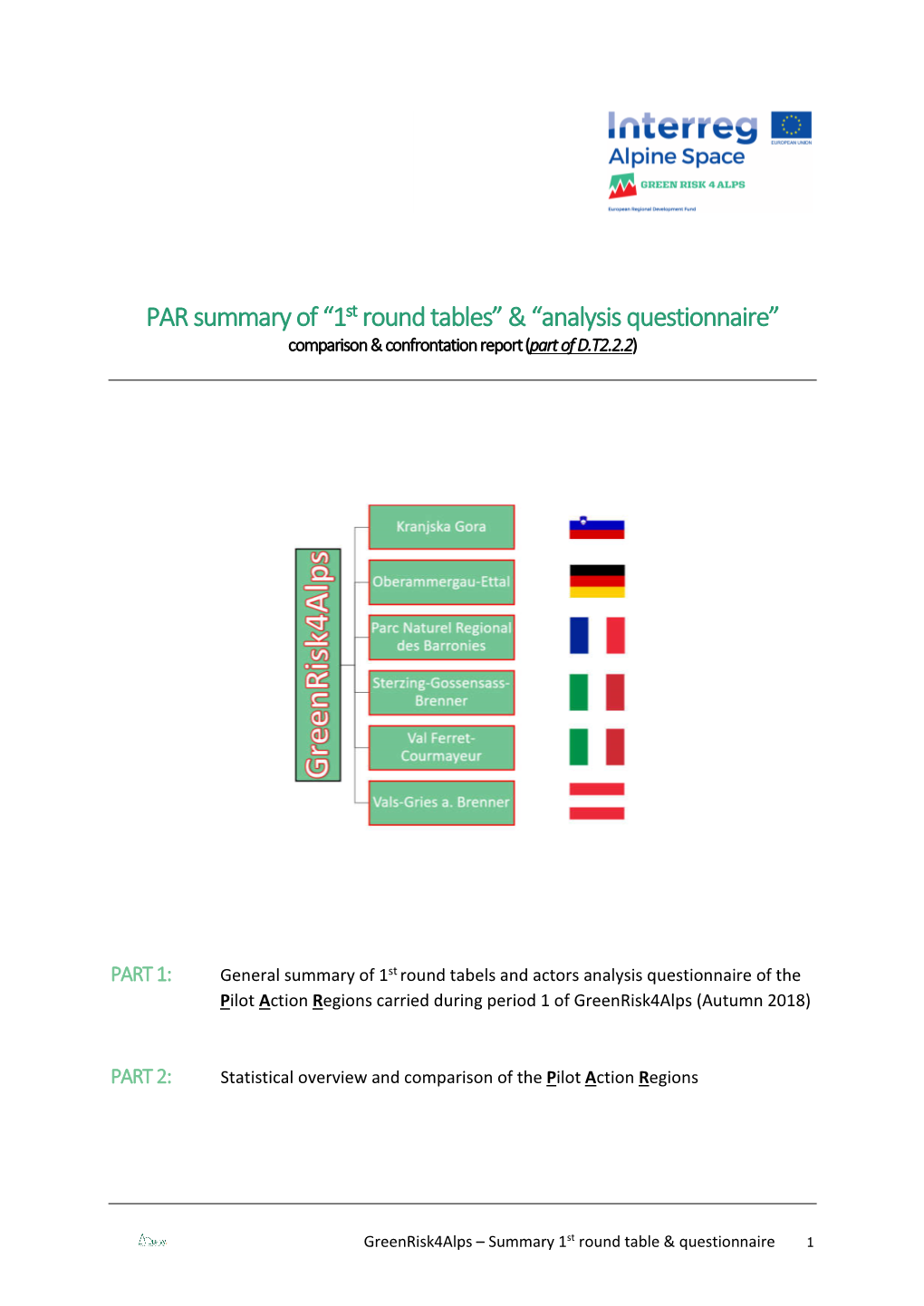 PAR Summary of “1St Round Tables” & “Analysis Questionnaire”