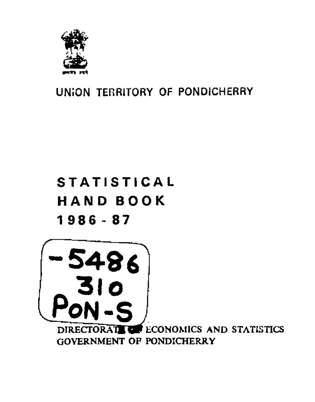 Union Territory of Pondicherry Statistical