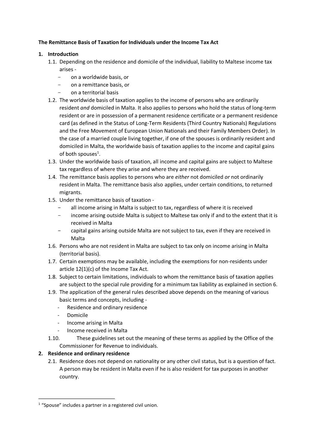 The Remittance Basis of Taxation for Individuals Under the Income Tax Act