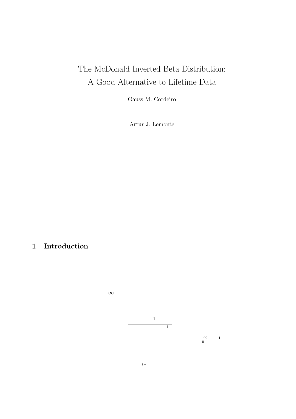 The Mcdonald Inverted Beta Distribution: a Good Alternative to Lifetime Data