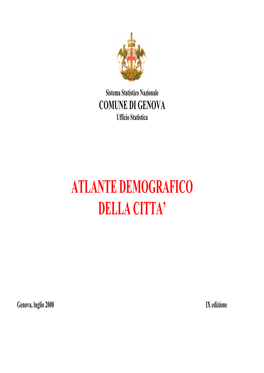 Atlante Demografico Della Città 2007
