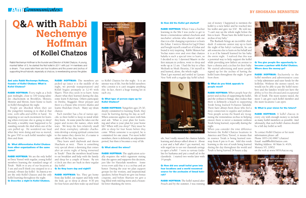 Q&A with Rabbi Nechemye Hoffman