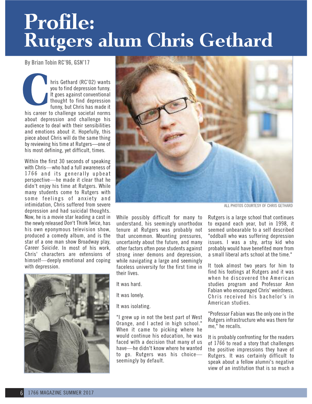 Profile: Rutgers Alum Chris Gethard