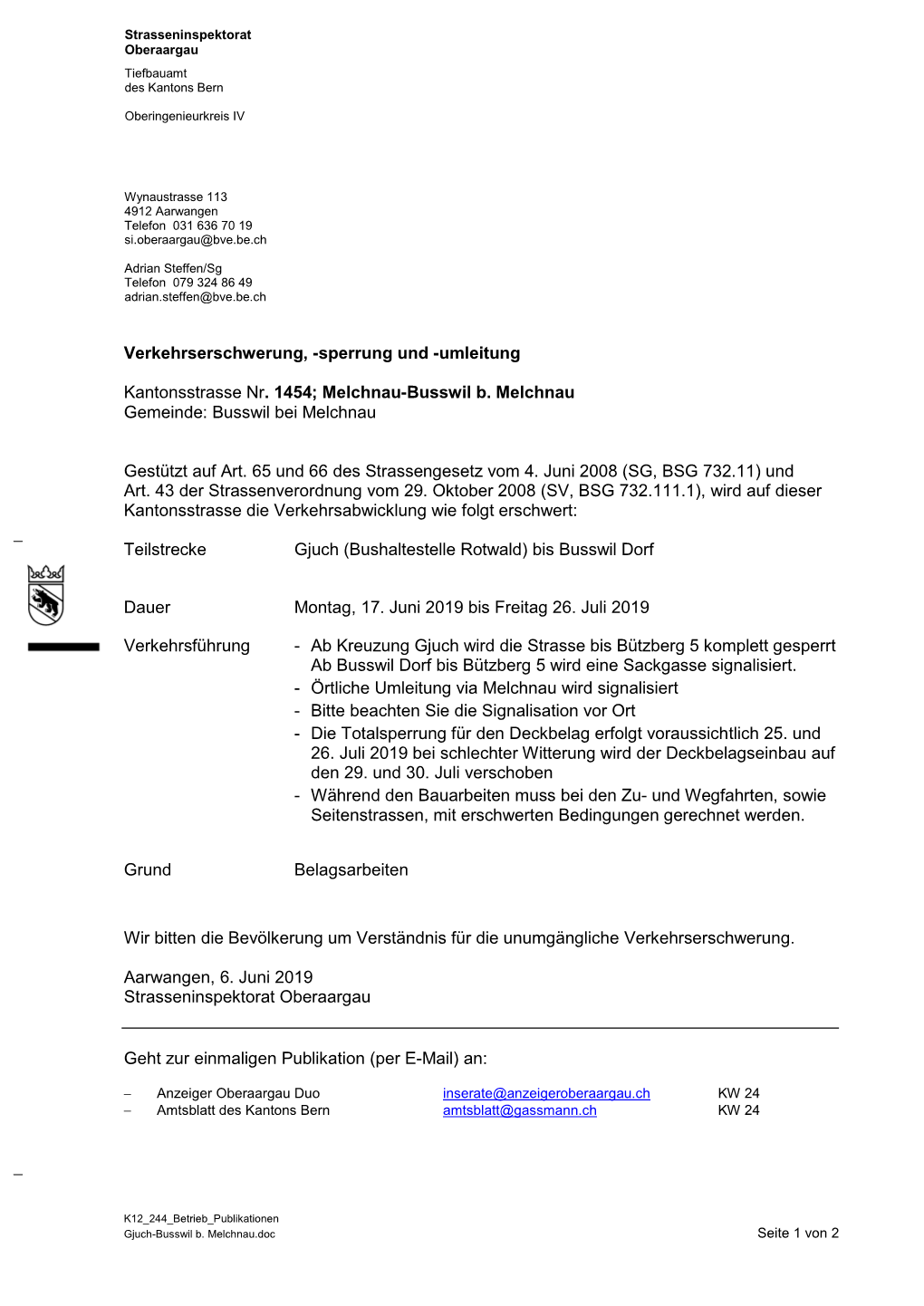 Verkehrserschwerung, -Sperrung Und -Umleitung