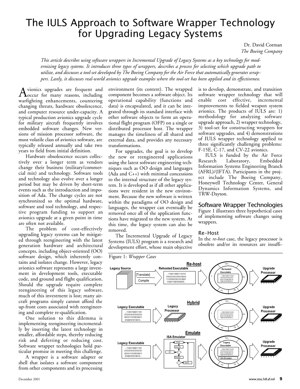 The IULS Approach to Software Wrapper Technology for Upgrading Legacy Systems Dr