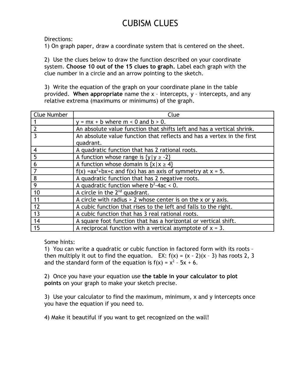 1) on Graph Paper, Draw a Coordinate System That Is Centered on the Sheet