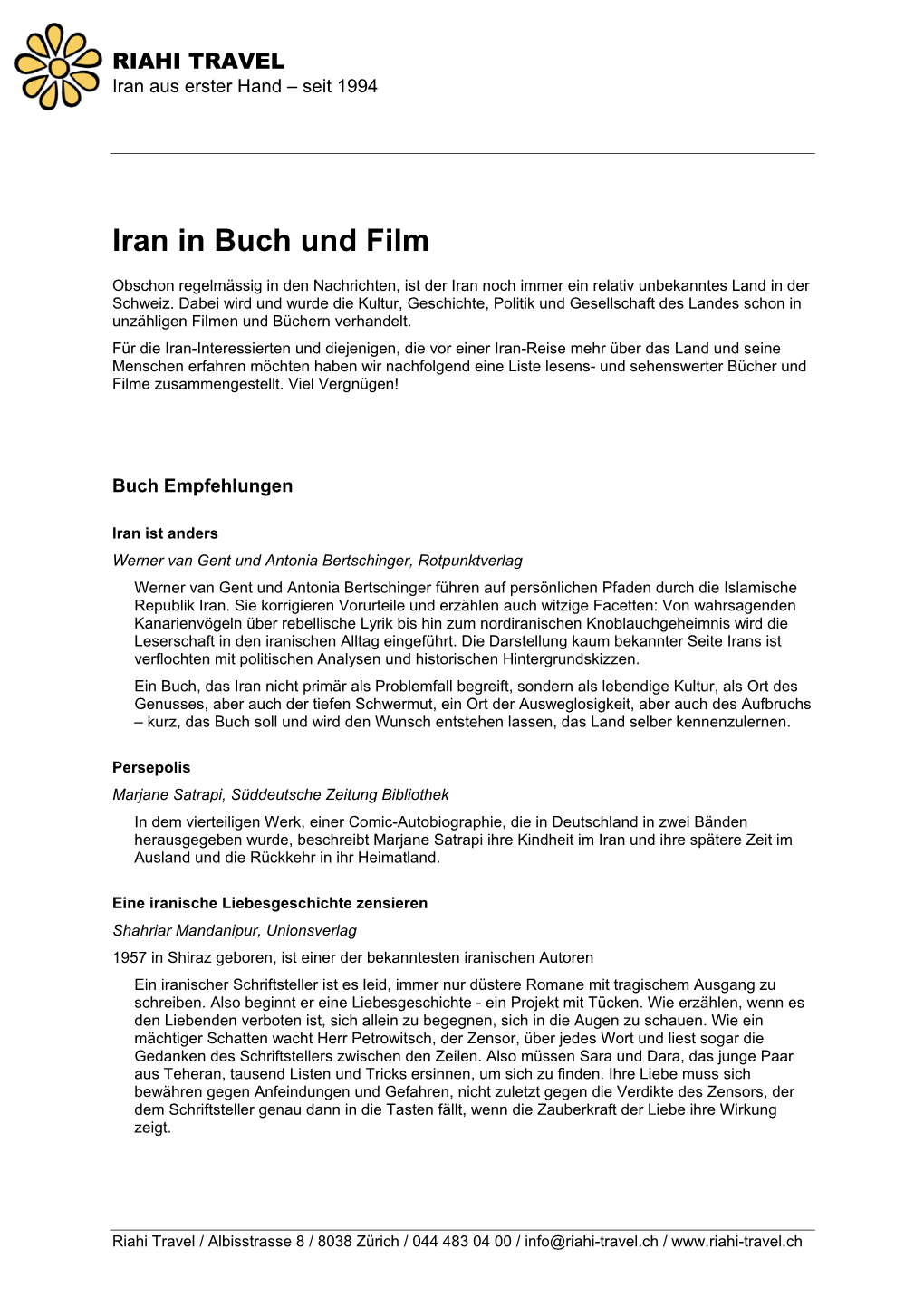 Iran in Buch Und Film