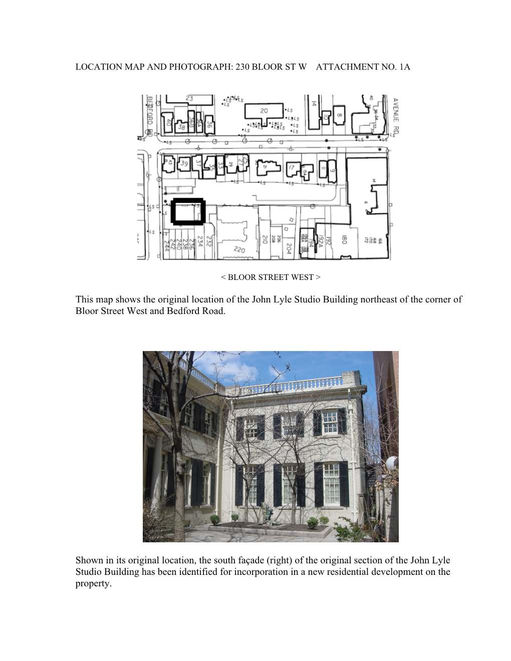 This Map Shows the Original Location of the John Lyle Studio Building Northeast of the Corner of Bloor Street West and Bedford Road