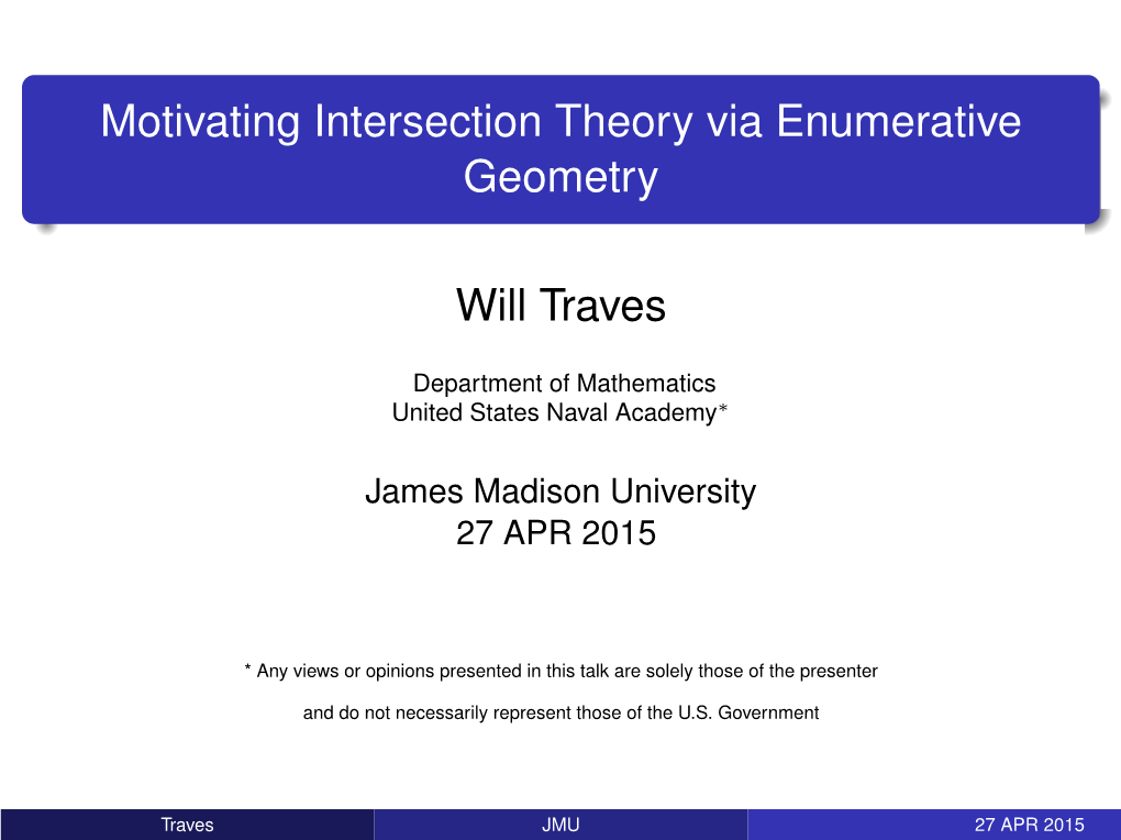 Motivating Intersection Theory Via Enumerative Geometry