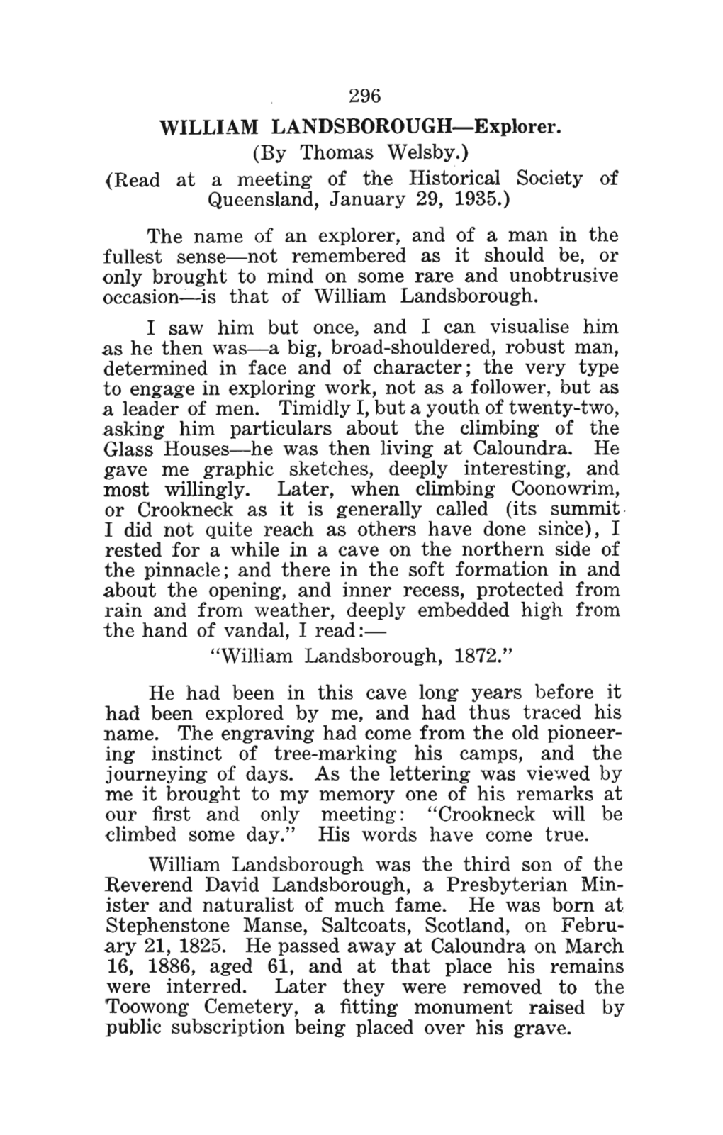 296 WILLIAM LANDSBOROUGH—Explorer. (By Thomas Welsby.)