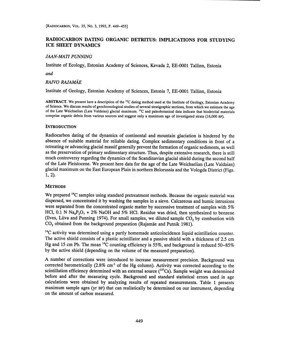 Radiocarbon Dating Organic Detritus: Implications for Studying Ice Sheet Dynamics