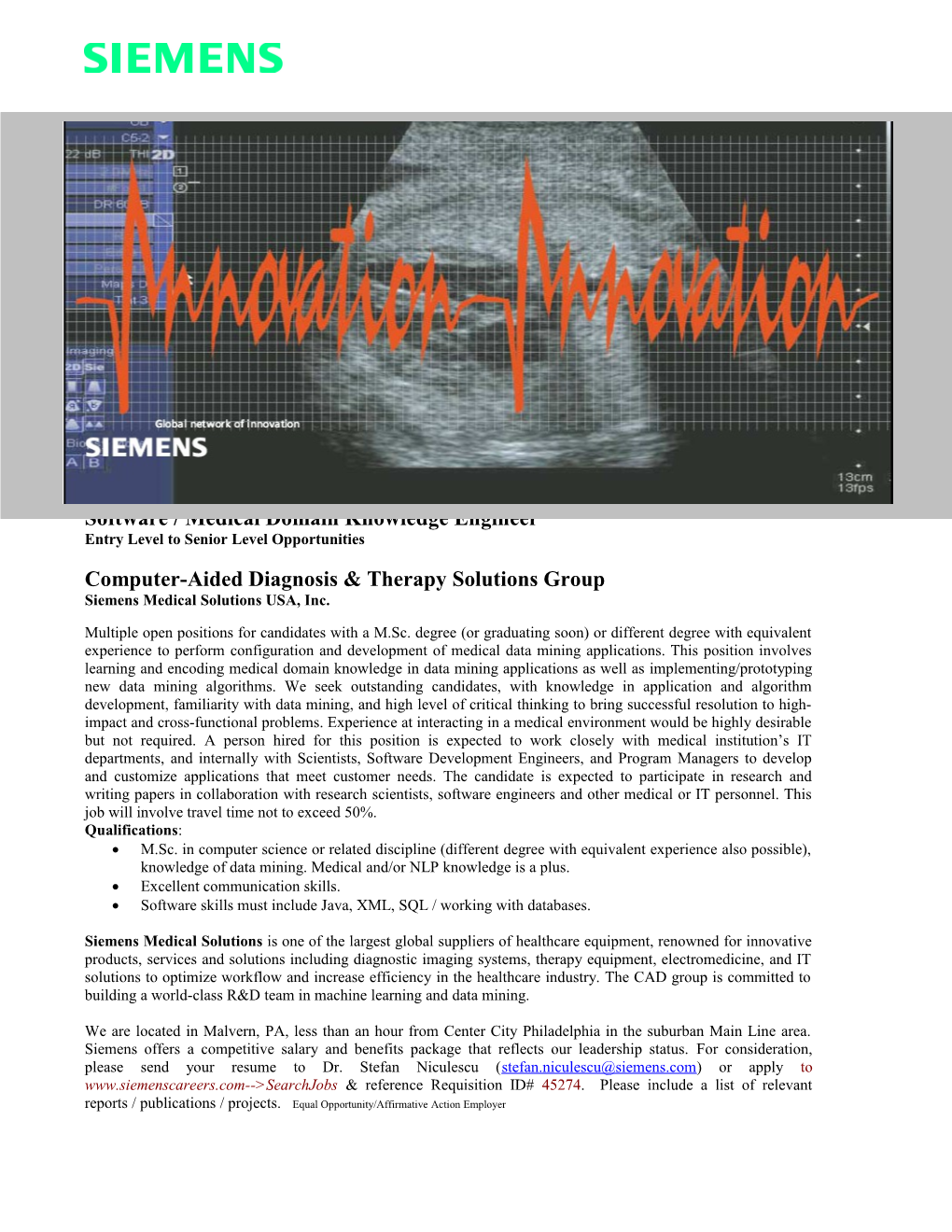 Software / Medical Domain Knowledge Engineer