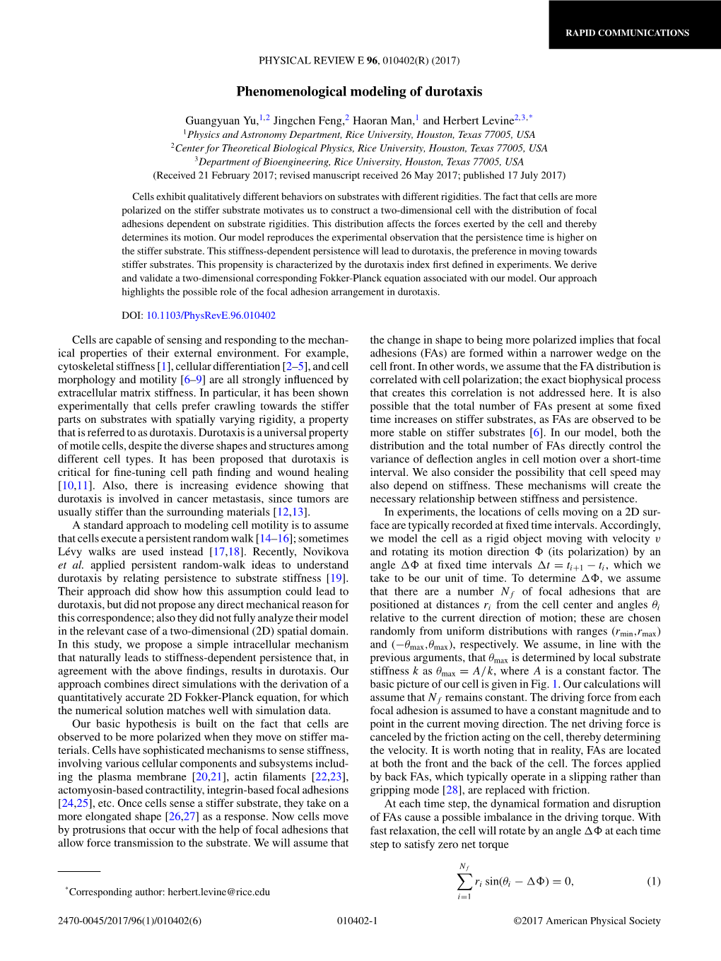 Phenomenological Modeling of Durotaxis