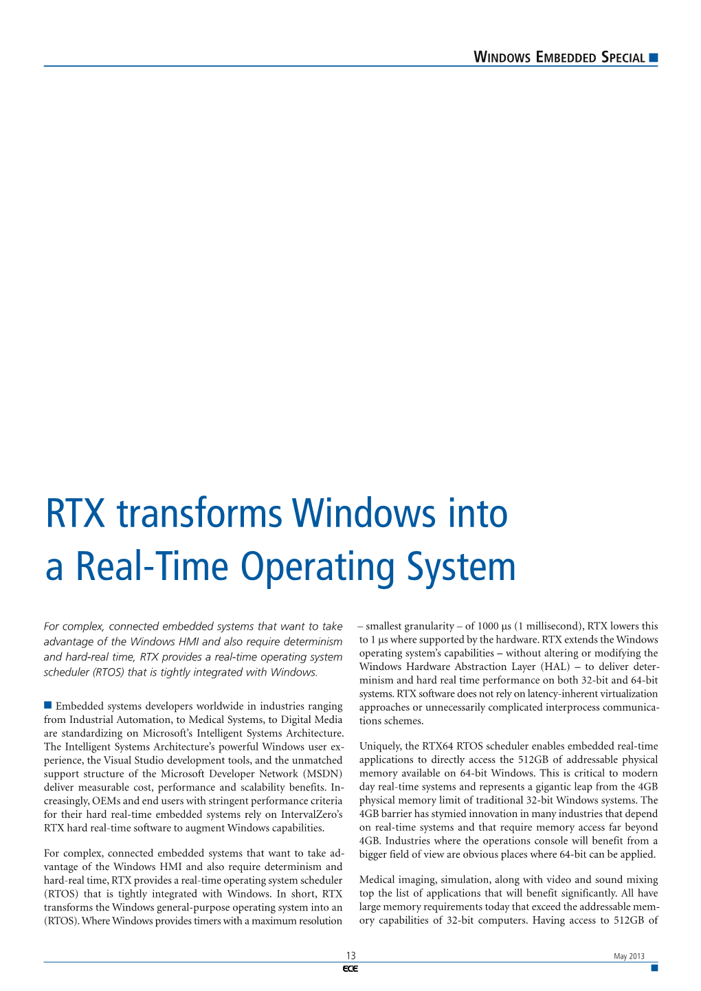 RTX Transforms Windows Into a Real-Time Operating System