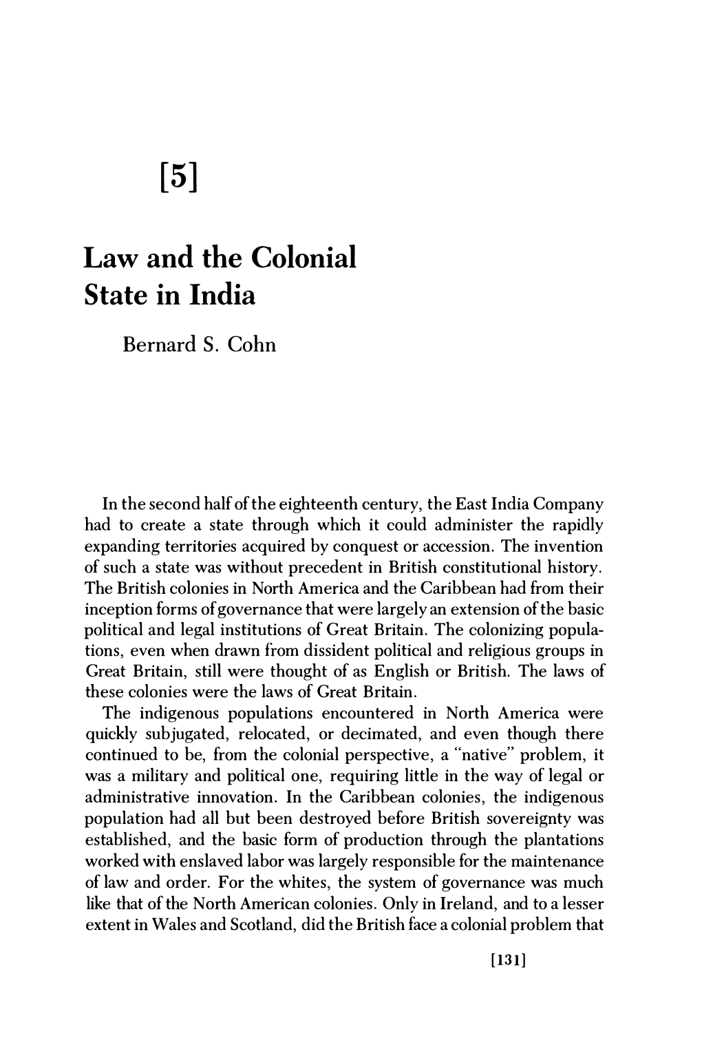 Law and the Colonial State in India