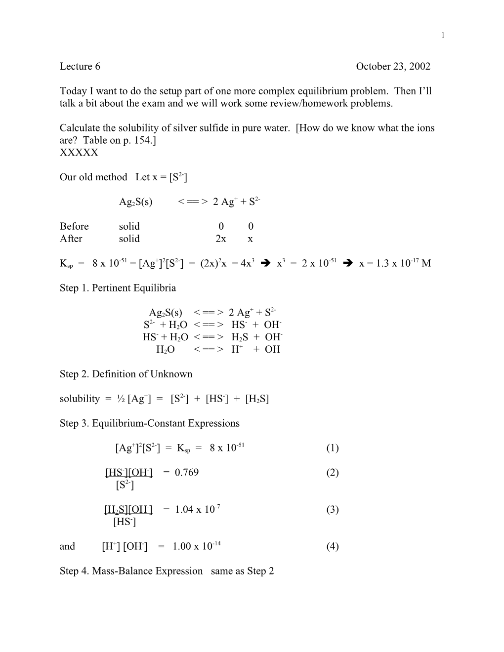 Now Let Us Do the Setup Part of One More Complex Equilibrium Problem