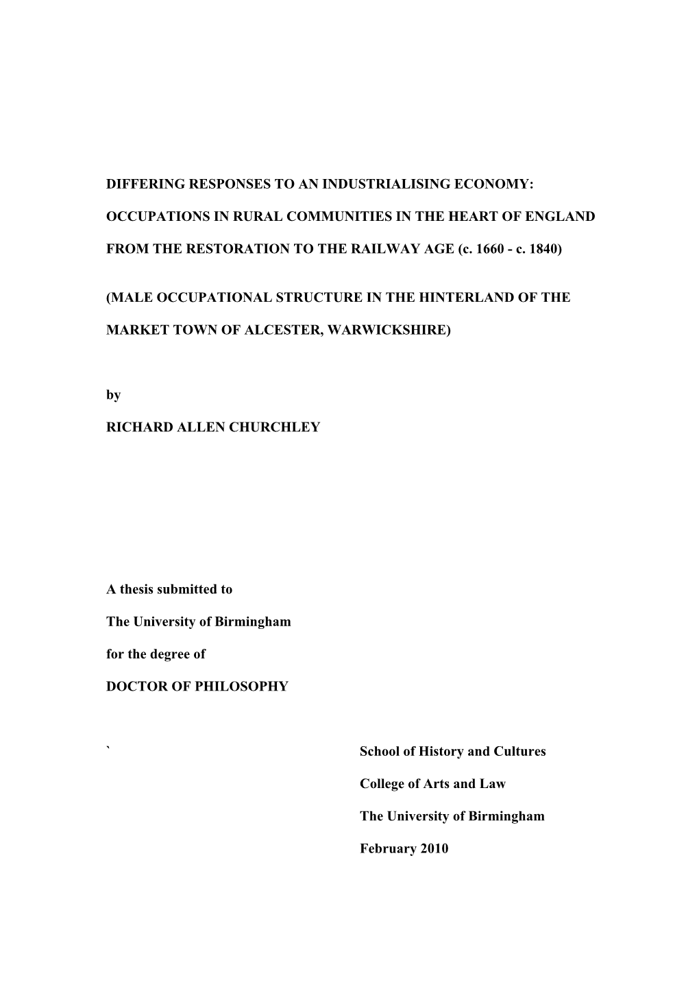 Occupations in Rural Communities in the Heart of England from The