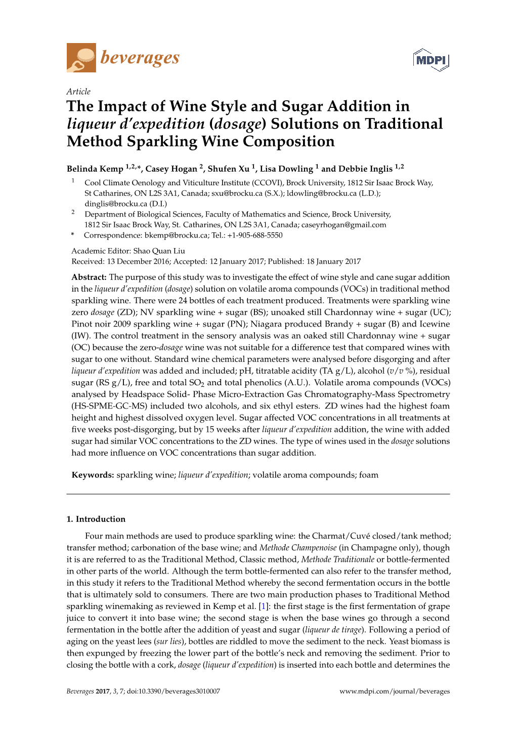 The Impact of Wine Style and Sugar Addition in Liqueur D'expedition